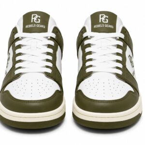 Rebels Gears RG Classic Olive Low-Top Sneakers – Premium Synthetic Leather Casual Streetwear Shoes with Anti-Slip Rubber Outsole
