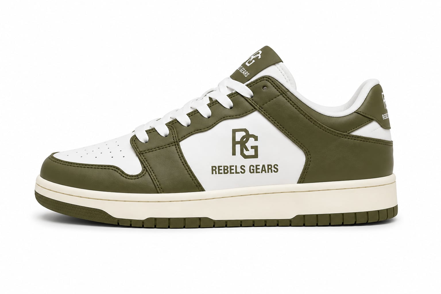 Rebels Gears RG Classic Olive Low-Top Sneakers – Premium Synthetic Leather Casual Streetwear Shoes with Anti-Slip Rubber Outsole - Image 4