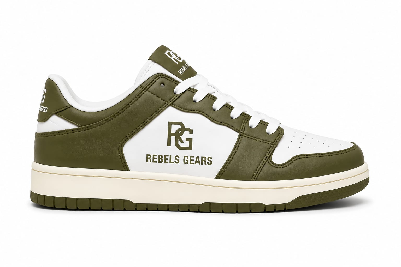 Rebels Gears RG Classic Olive Low-Top Sneakers – Premium Synthetic Leather Casual Streetwear Shoes with Anti-Slip Rubber Outsole - Image 5