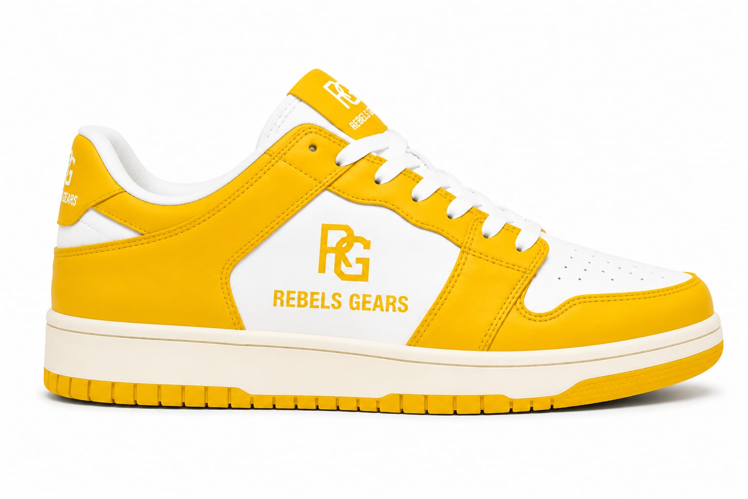 Rebels Gears RG Classic Yellow Low-Top Sneakers – Premium Synthetic Leather Casual Streetwear Shoes with Non-Slip Rubber Outsole - Image 3