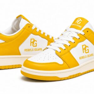 Rebels Gears RG Classic Yellow Low-Top Sneakers – Premium Synthetic Leather Casual Streetwear Shoes with Non-Slip Rubber Outsole