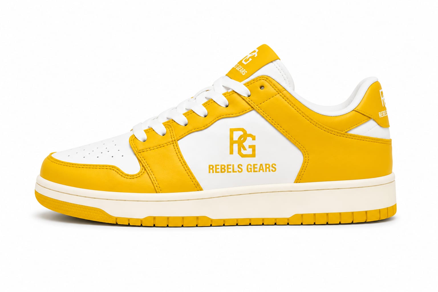 Rebels Gears RG Classic Yellow Low-Top Sneakers – Premium Synthetic Leather Casual Streetwear Shoes with Non-Slip Rubber Outsole - Image 5