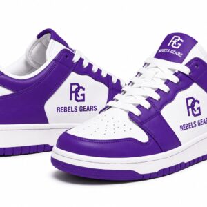 Rebels Gears RG Classic Purple Low-Top Sneakers – Premium Synthetic Leather Casual Streetwear Shoes with Non-Slip Rubber Outsole