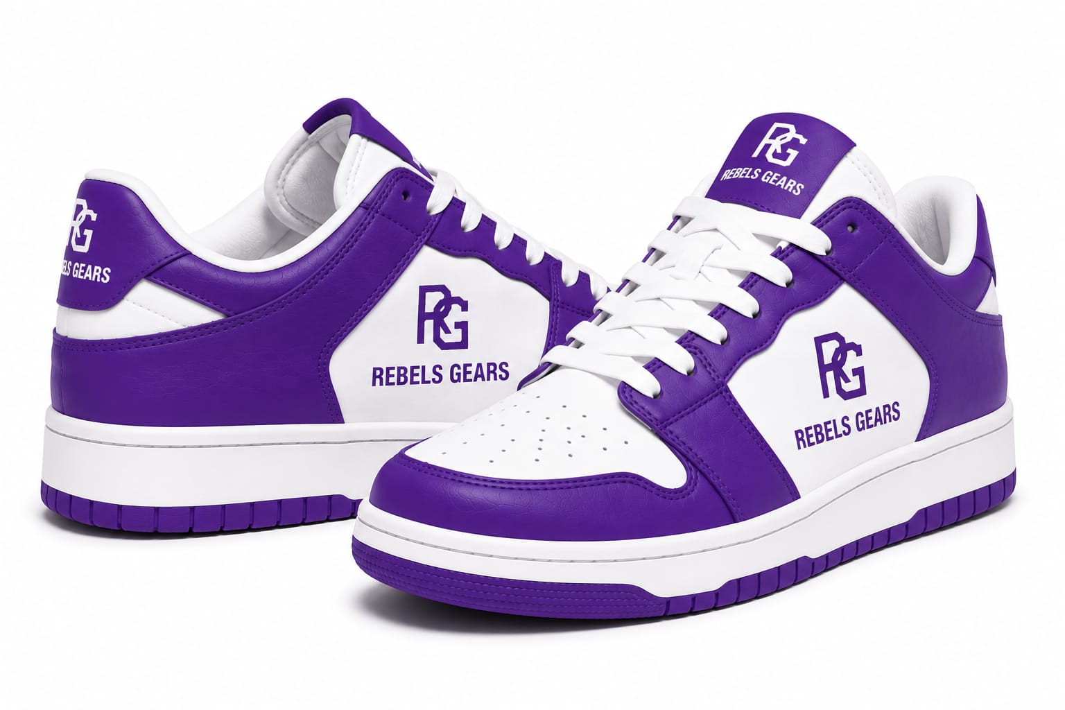 Rebels Gears RG Classic Purple Low-Top Sneakers – Premium Synthetic Leather Casual Streetwear Shoes with Non-Slip Rubber Outsole