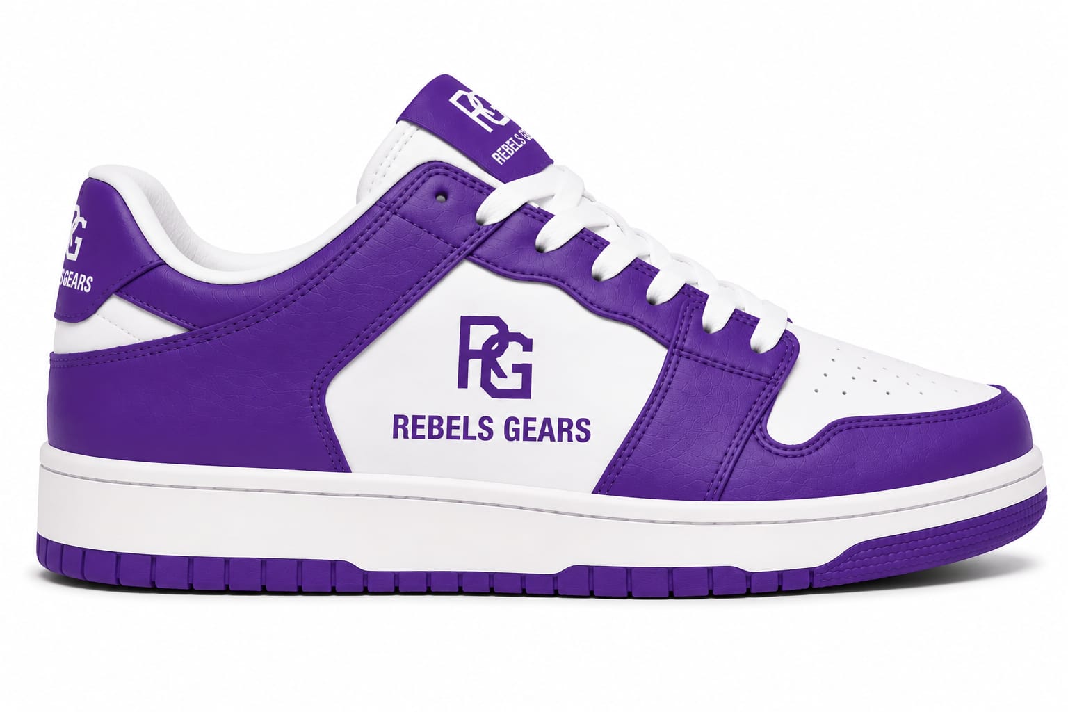 Rebels Gears RG Classic Purple Low-Top Sneakers – Premium Synthetic Leather Casual Streetwear Shoes with Non-Slip Rubber Outsole - Image 3
